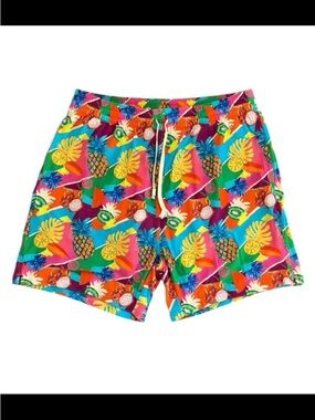 Blackbough Swim Men's Swim Trunks Tropical Fruit Print Size Large